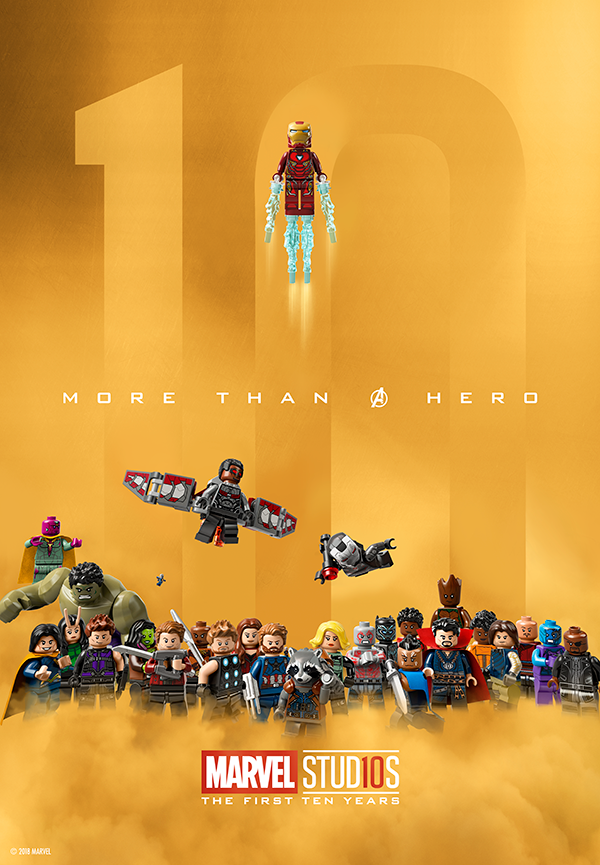 LEGO divulga um pôster especial comemorando os 10 anos da Marvel Studios!